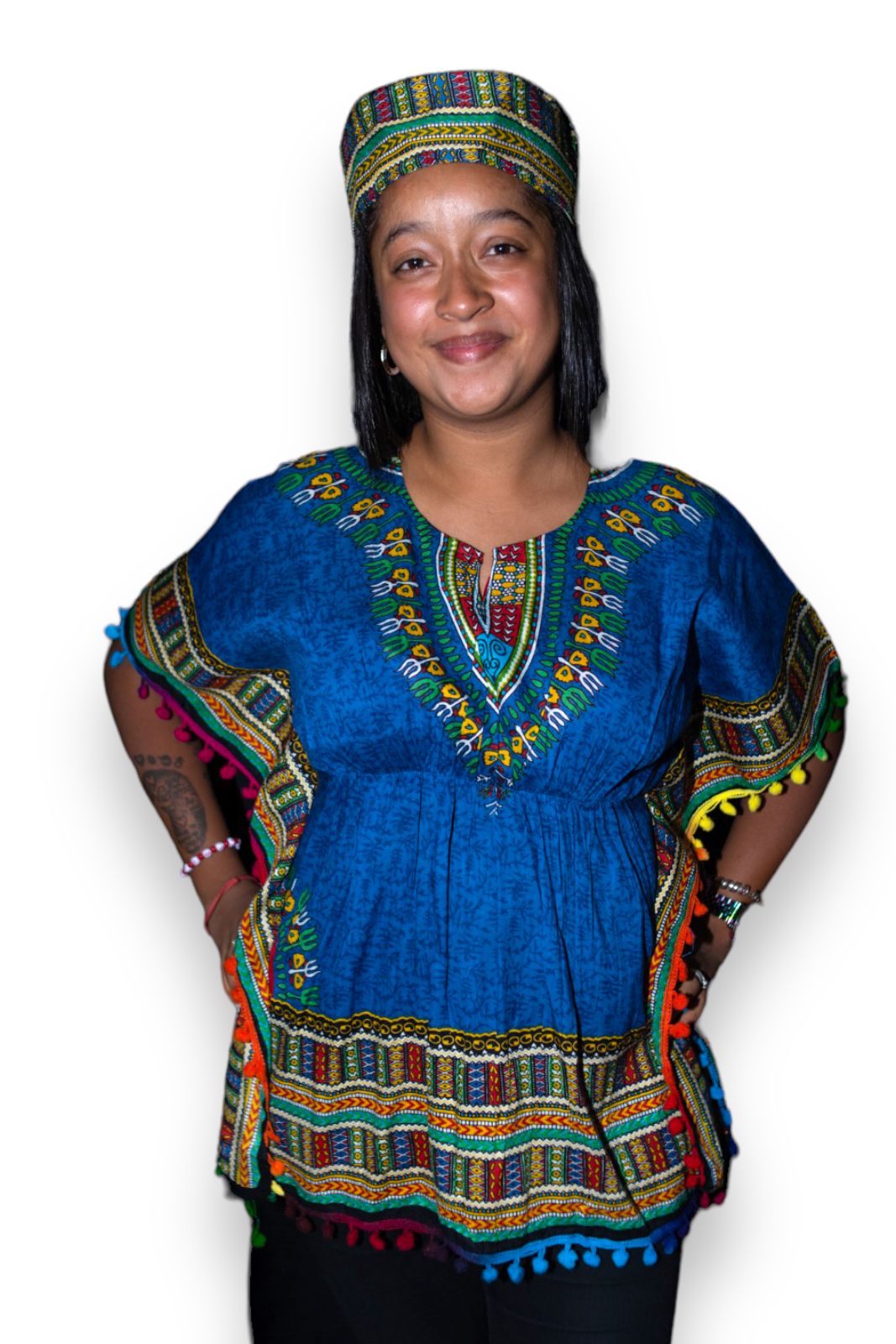 Manta Juvenil con Estampado Afrocaribeño Azul