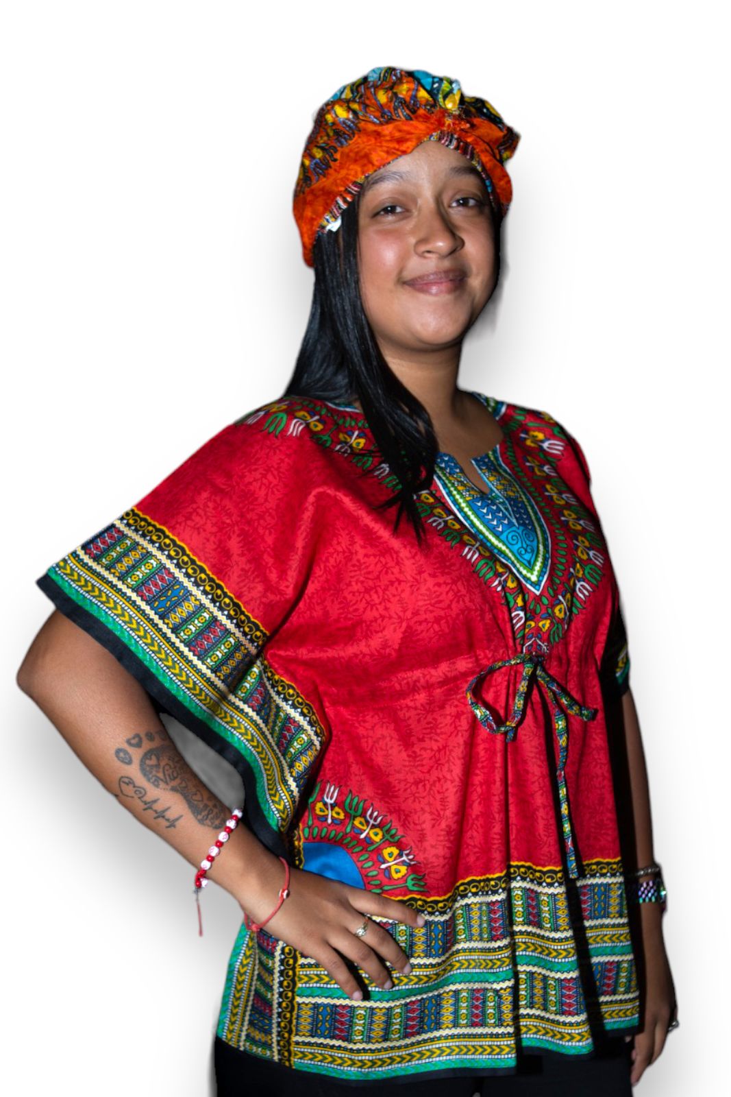 Manta Juvenil con Estampado Afrocaribeño Rojo
