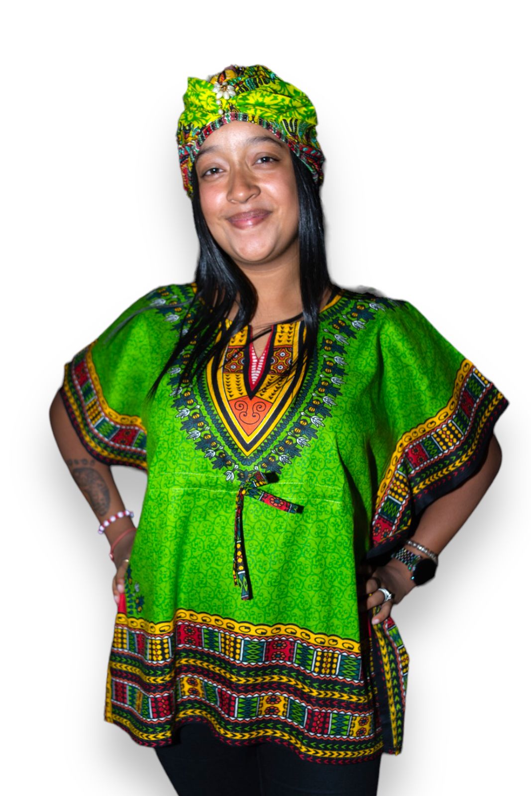 Manta Juvenil con Estampado Afrocaribeño Verde