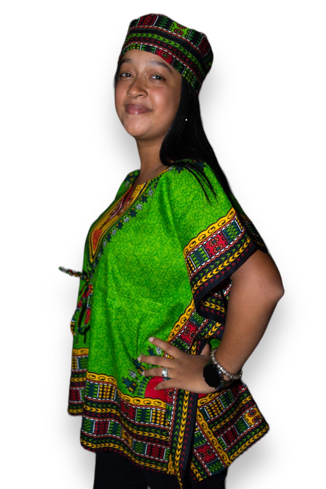 Manta Juvenil con Estampado Afrocaribeño Verde