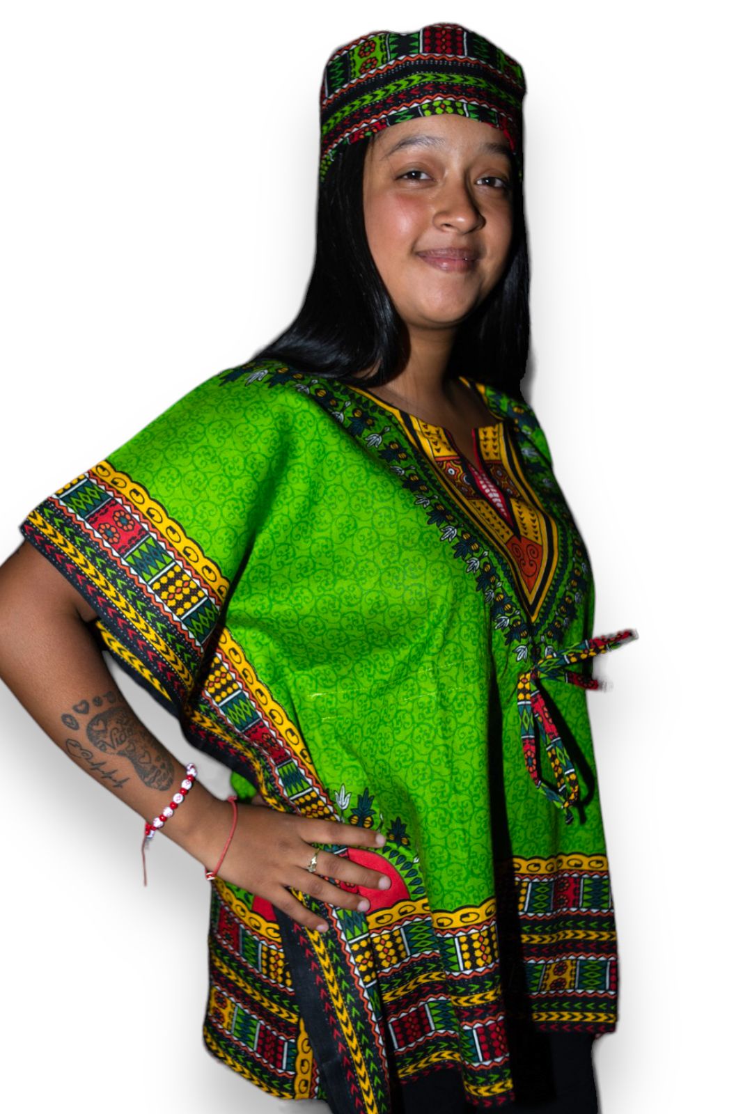 Manta Juvenil con Estampado Afrocaribeño Verde