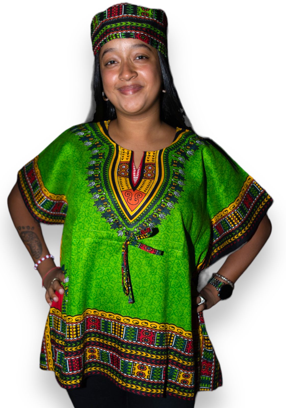 Manta Juvenil con Estampado Afrocaribeño Verde