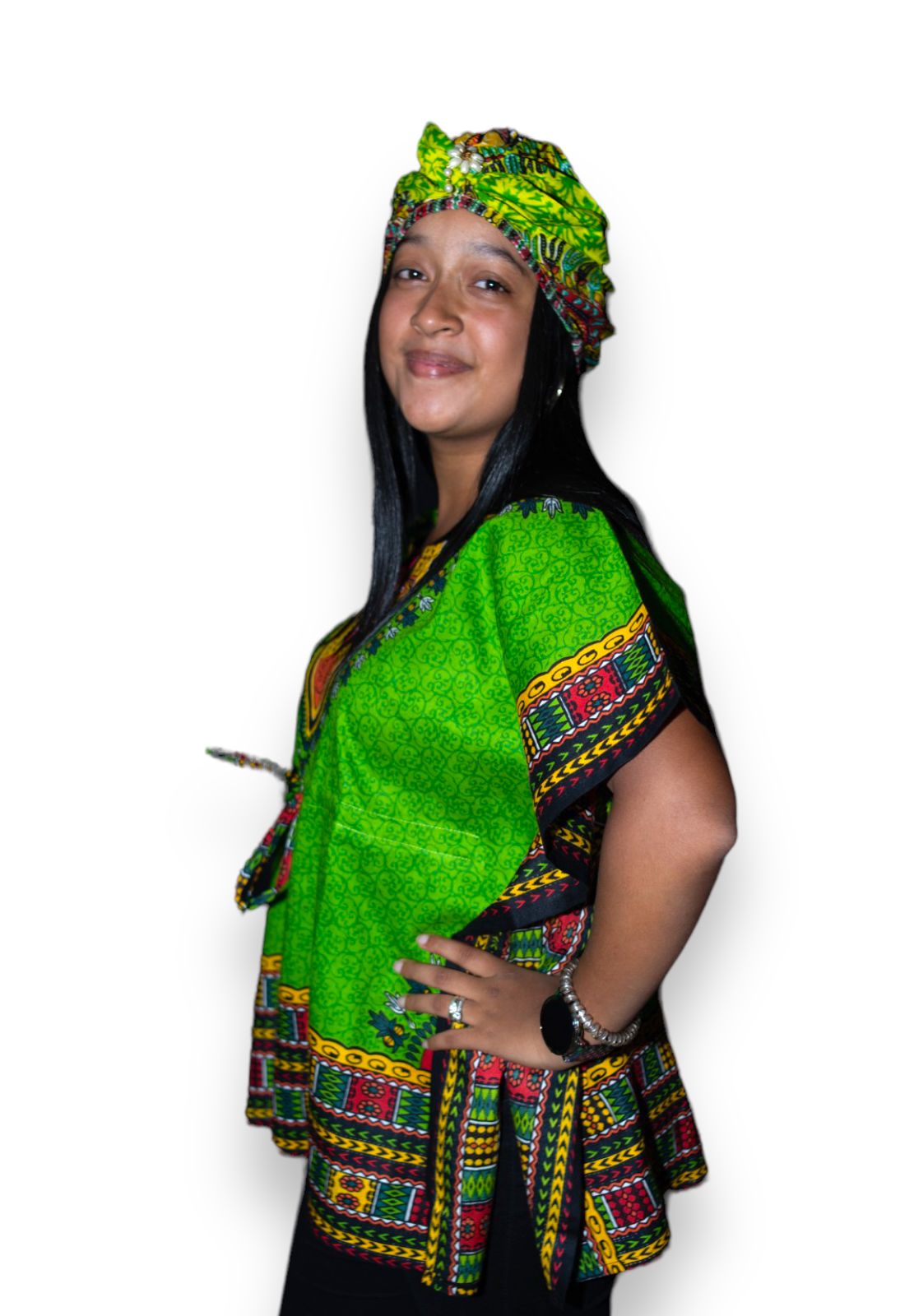 Manta Juvenil con Estampado Afrocaribeño Verde