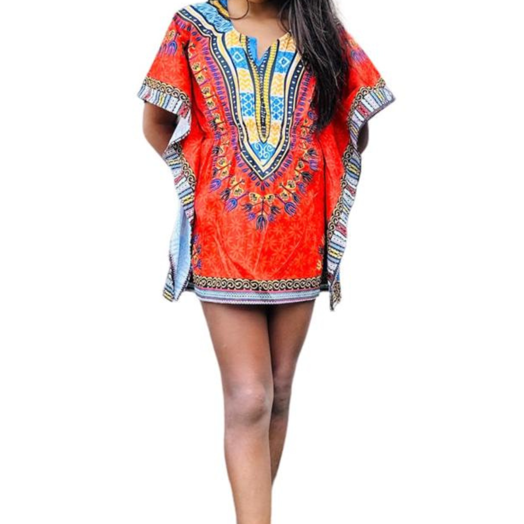 Top Manta de Niña con Estampado Afrocaribeño Naranja