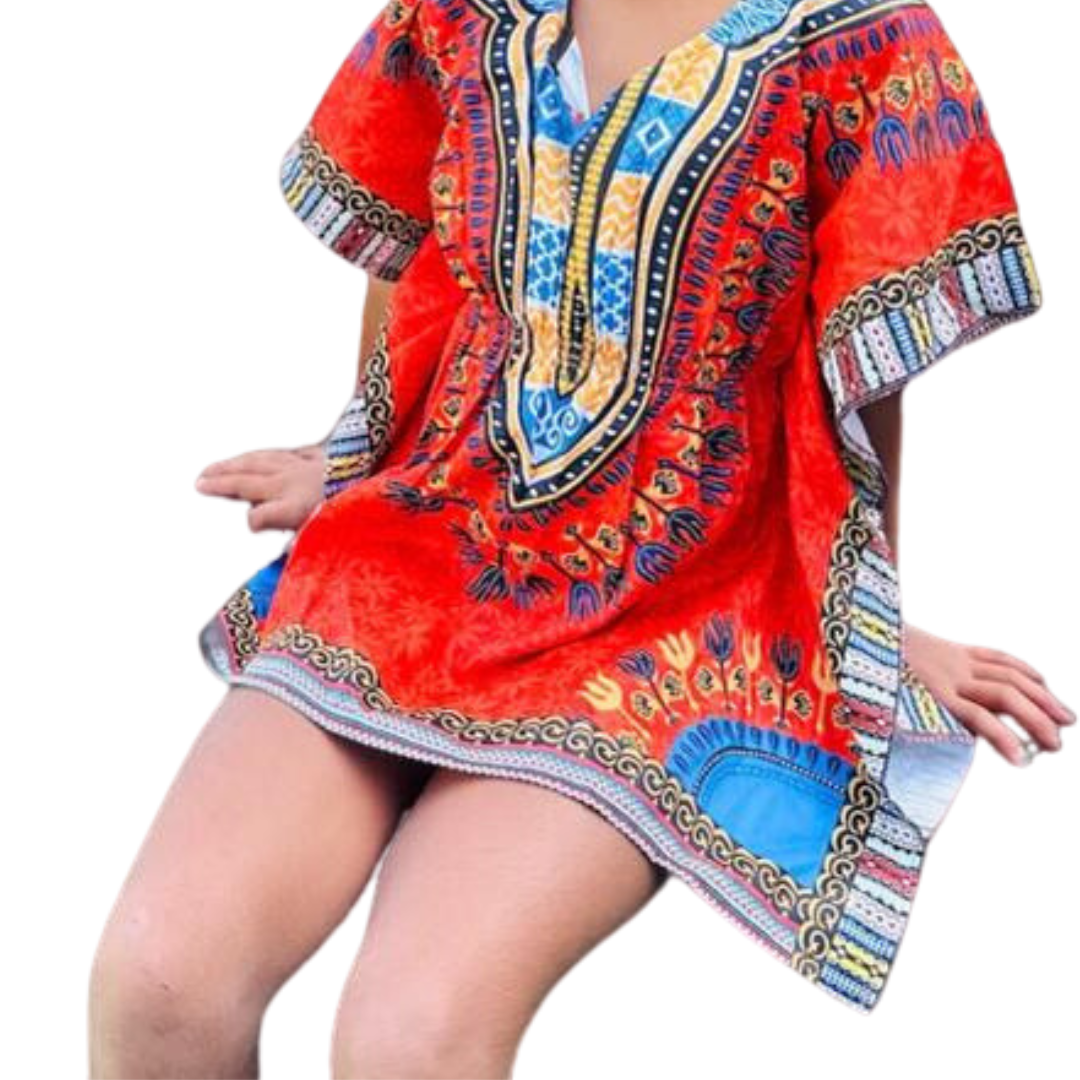 Top Manta de Niña con Estampado Afrocaribeño Naranja