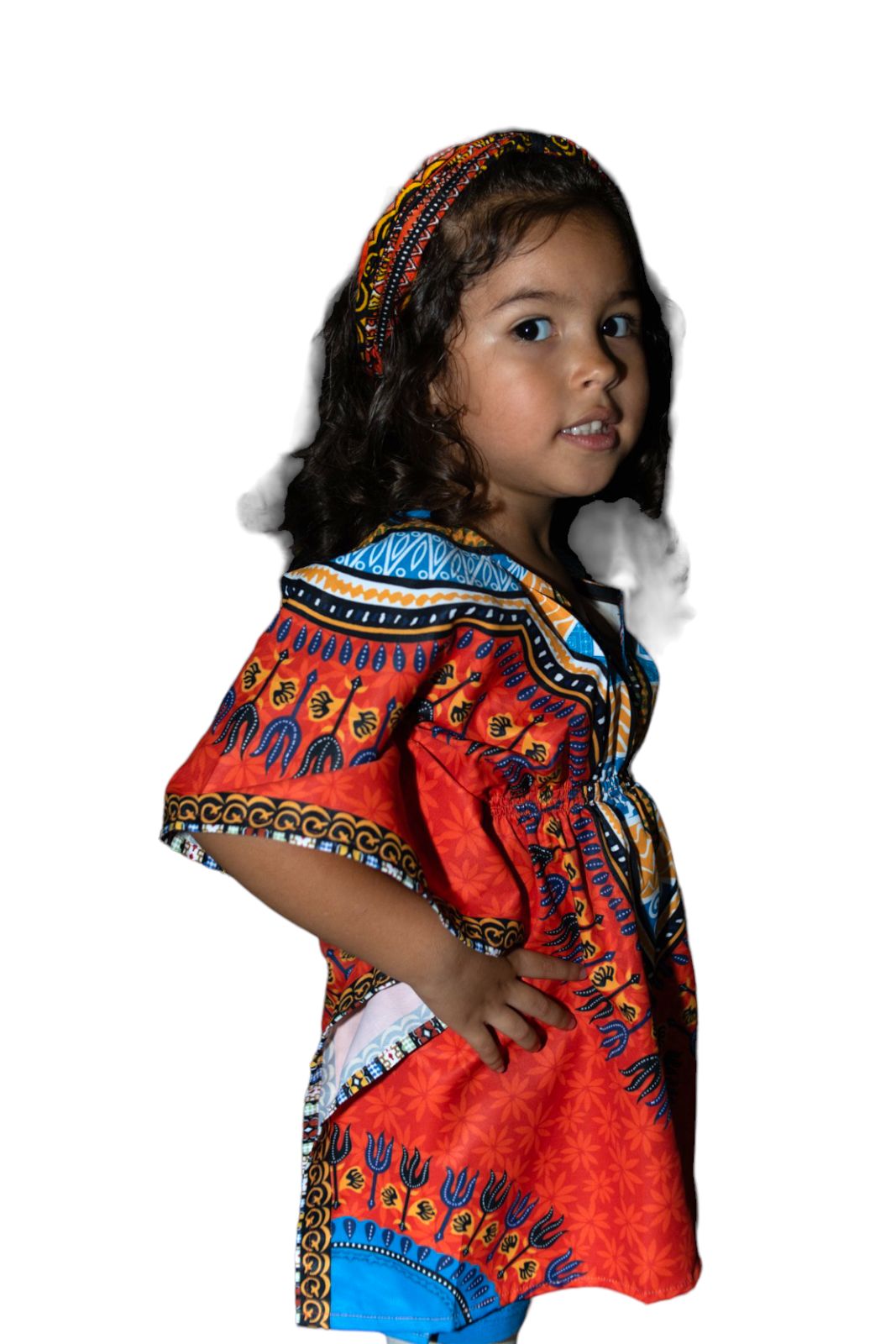 Top Manta de Niña con Estampado Afrocaribeño Naranja