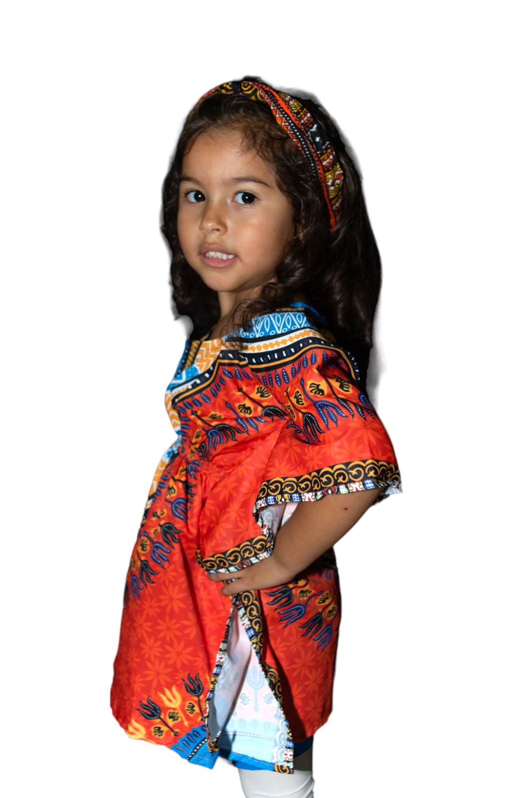 Top Manta de Niña con Estampado Afrocaribeño Naranja