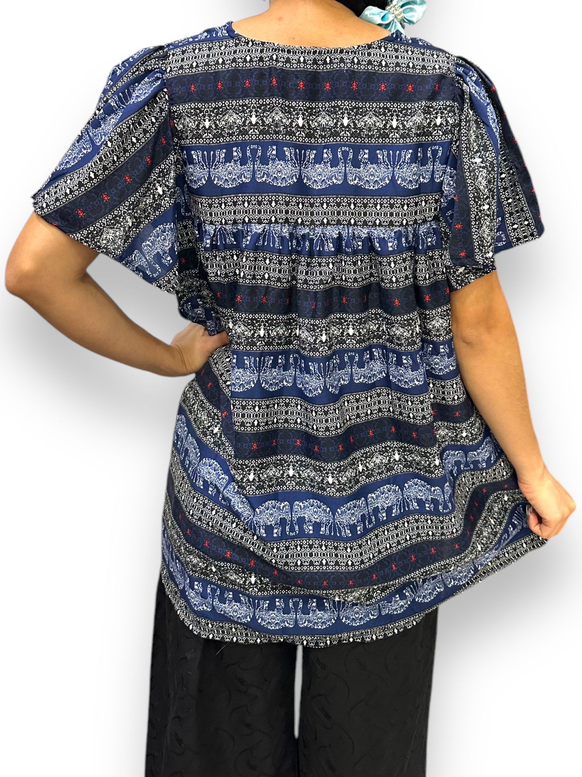 Top Blusa de Dama Estampado con Mangas