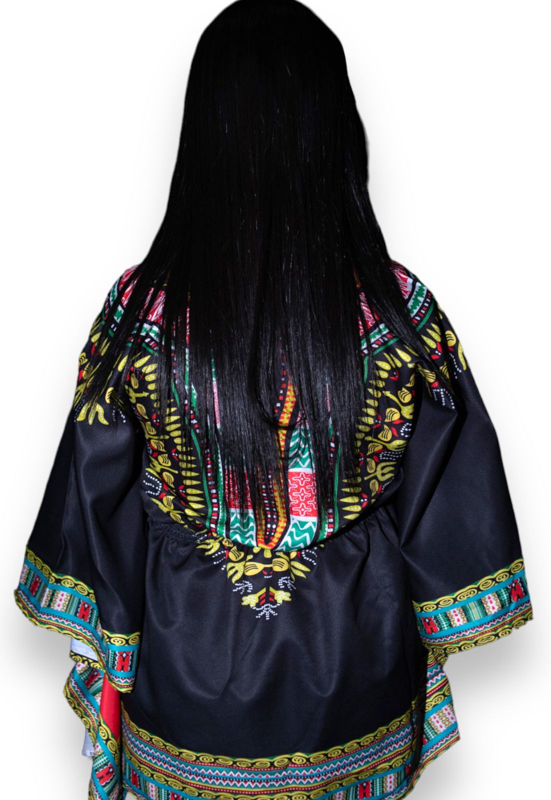 Top Blusa de Dama con Estampado Afrocaribeño Negro