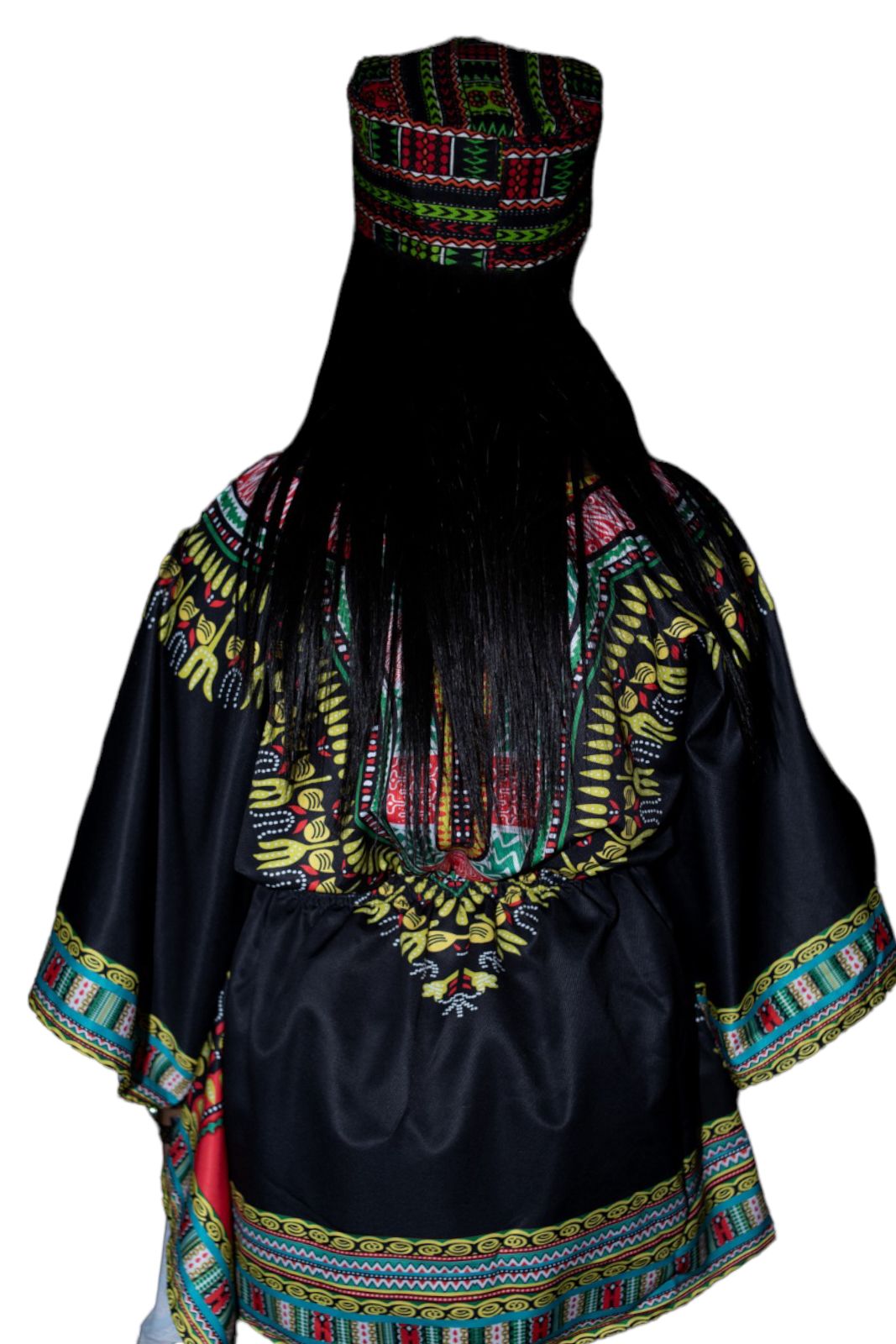 Top Blusa de Dama con Estampado Afrocaribeño Negro