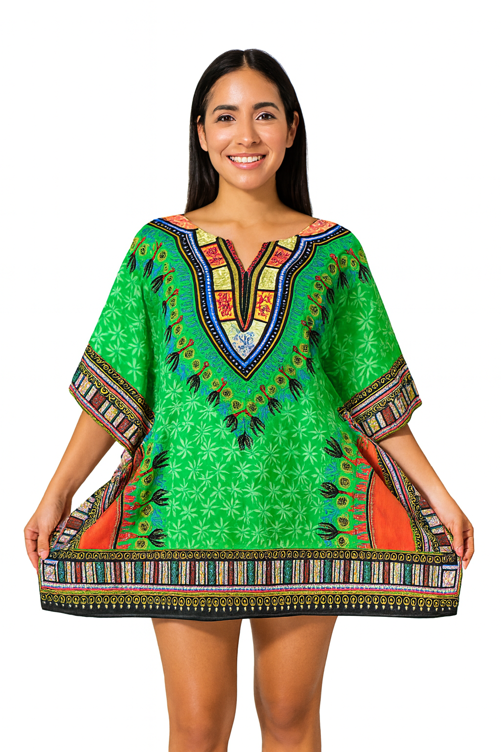 Vestido de Dama Afrocostarricense Estampado Verde