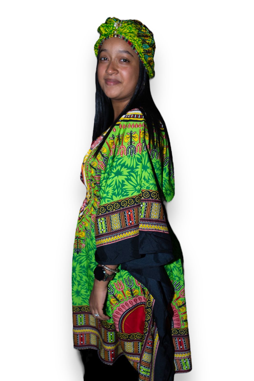 Manta de Dama con Estampado Afrocaribeño Verde