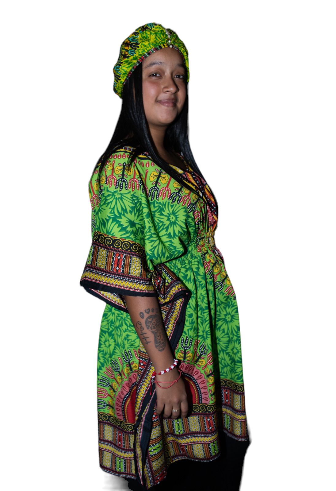 Manta de Dama con Estampado Afrocaribeño Verde