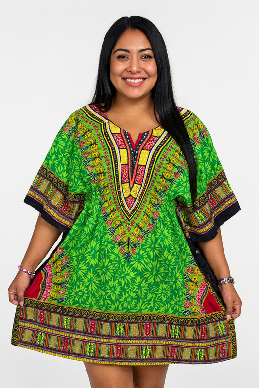 Manta de Dama con Estampado Afrocaribeño Verde