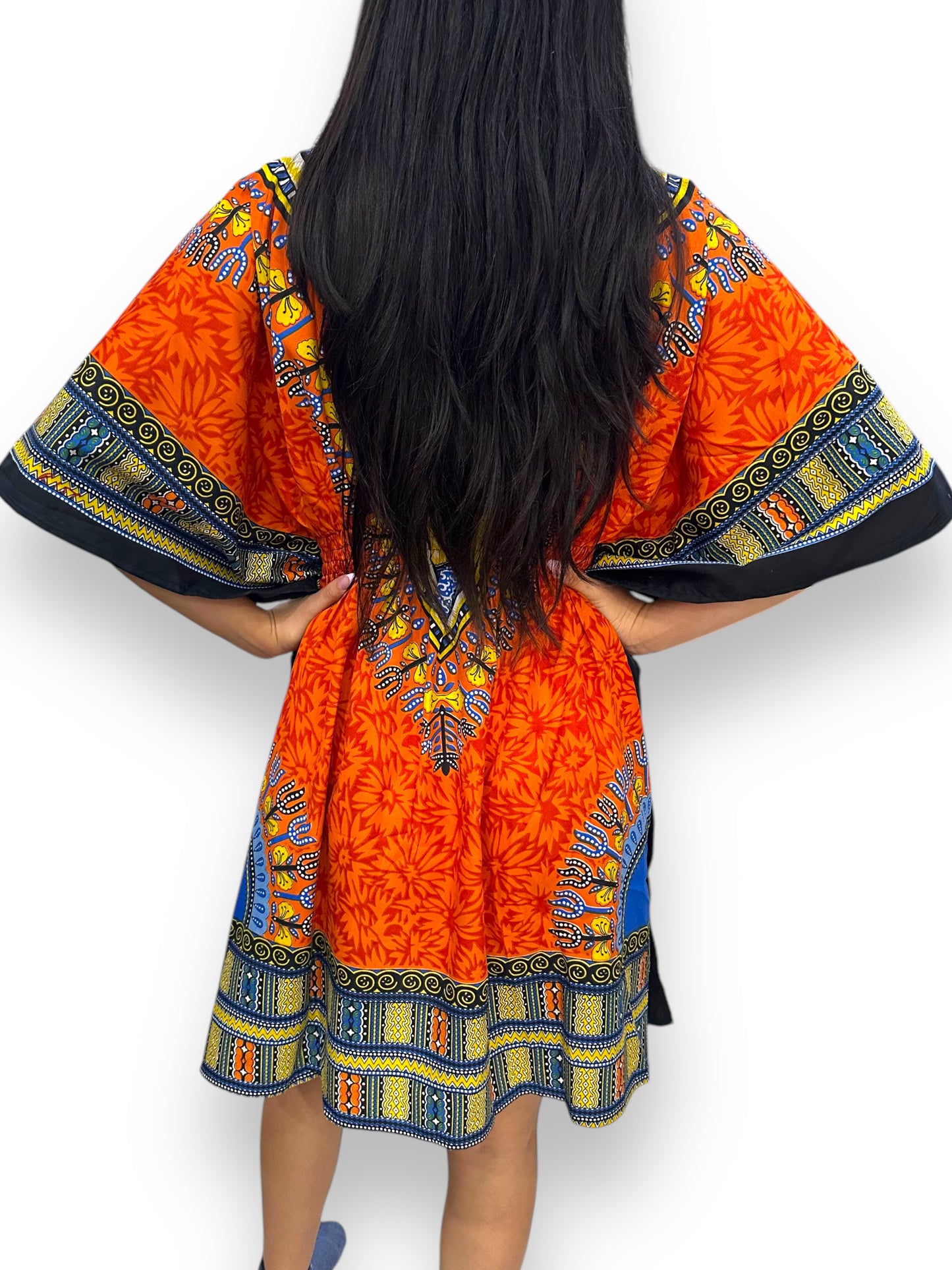 Manta de Dama con Estampado Afrocaribeño Naranja