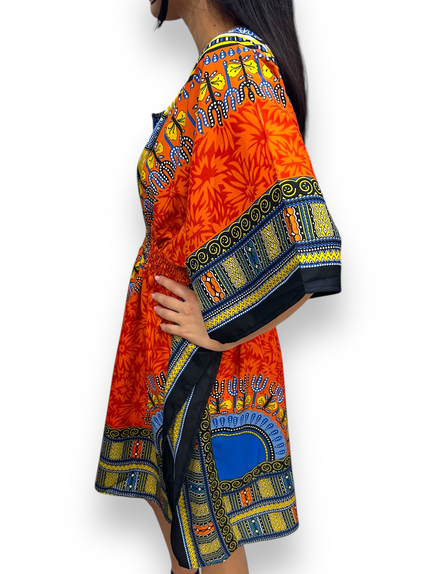 Manta de Dama con Estampado Afrocaribeño Naranja
