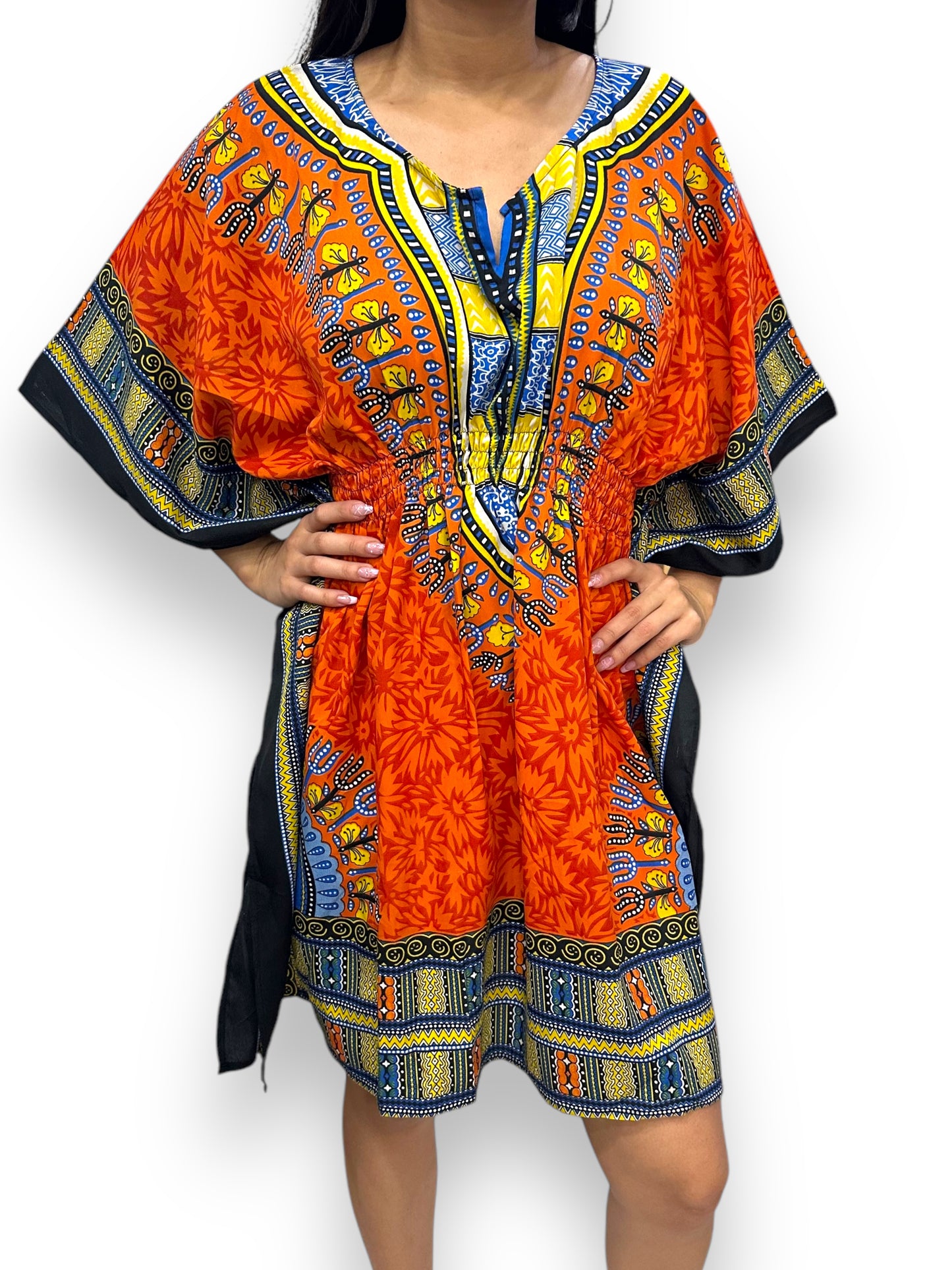 Manta de Dama con Estampado Afrocaribeño Naranja
