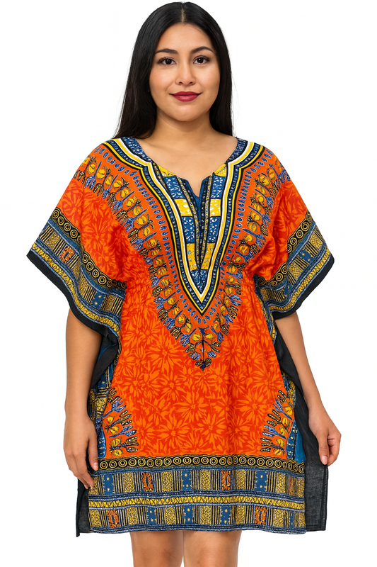 Manta de Dama con Estampado Afrocaribeño Naranja