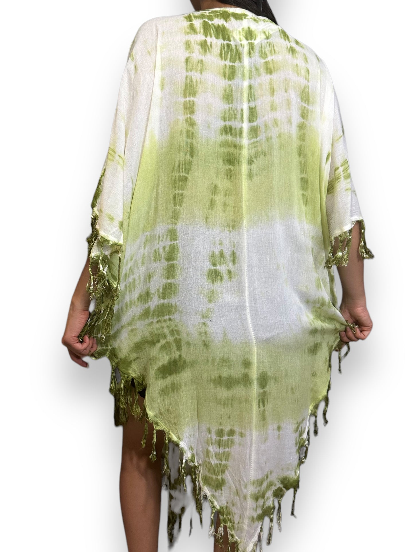 Vestido de Dama Estampado Verde con Flecos