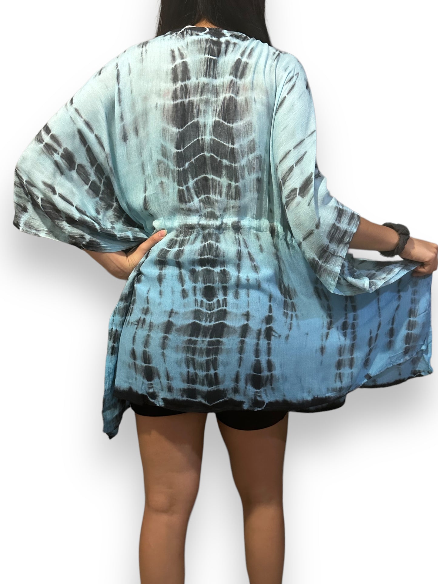 Vestido Corto de Dama Azul Veteado