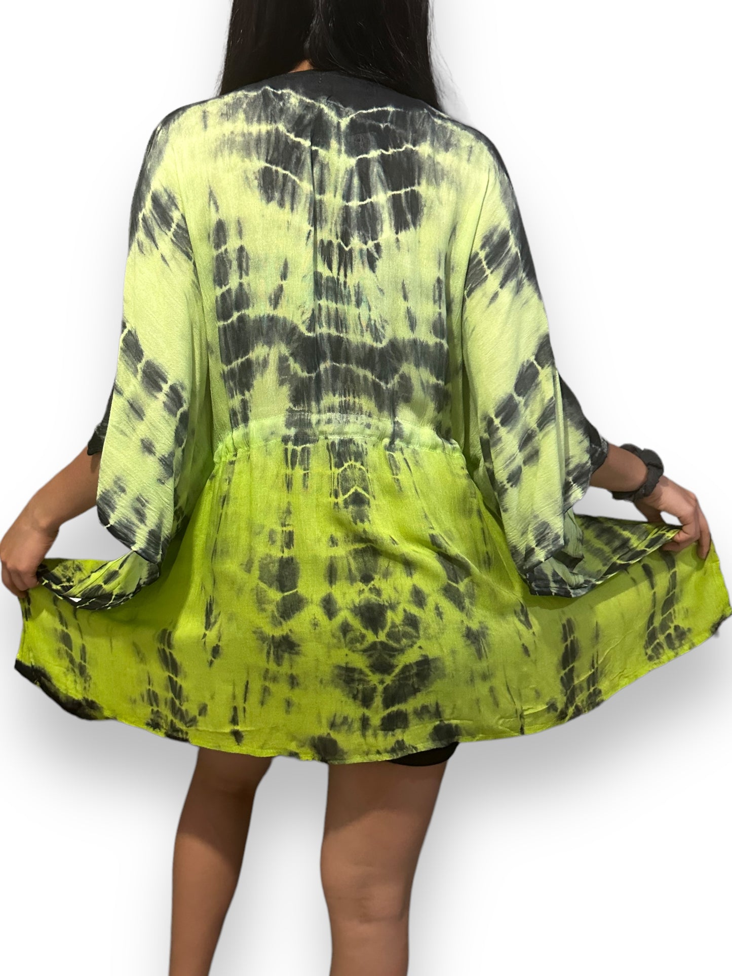 Vestido Corto de Dama Verde Veteado