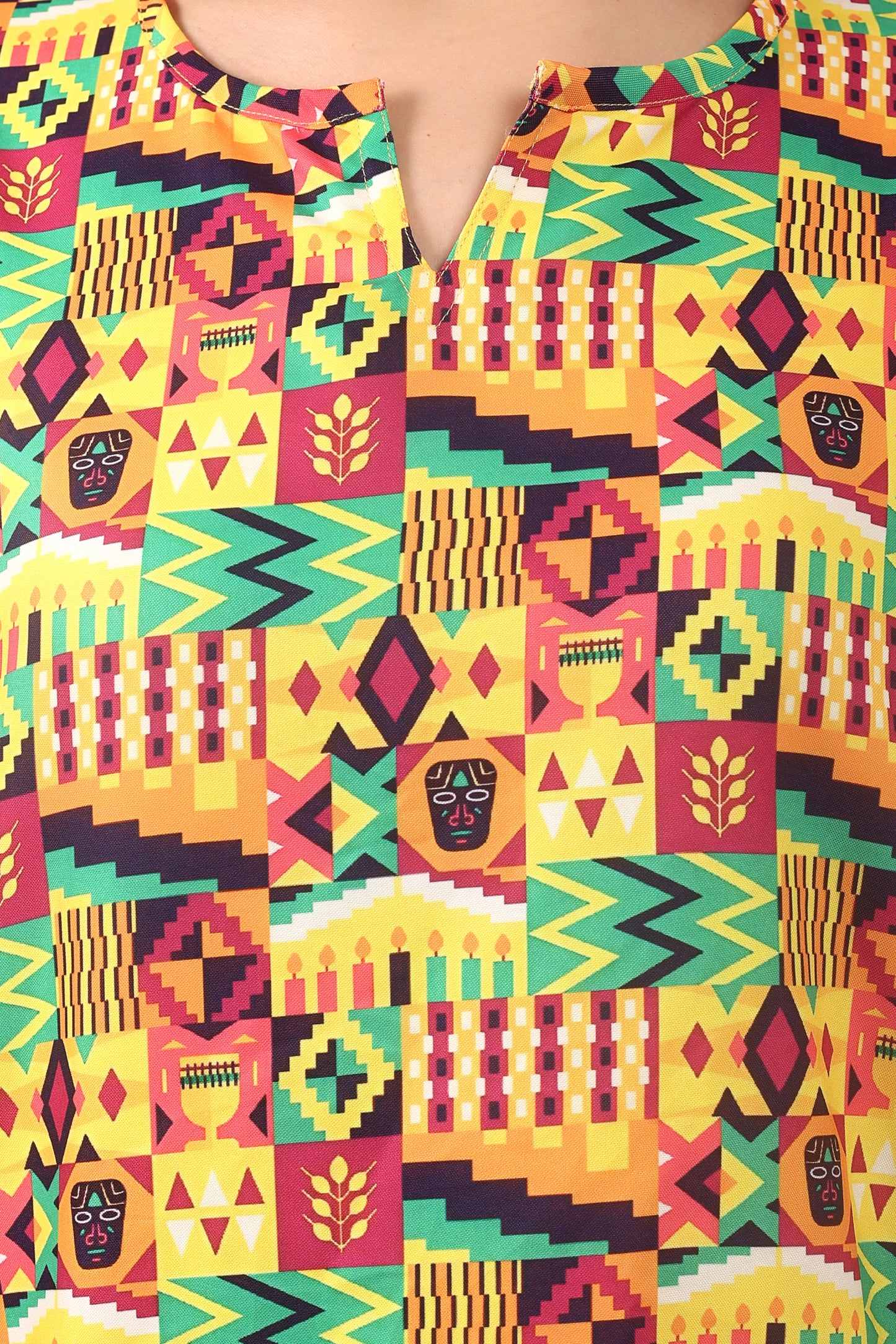 Set Traje Afrocaribeño de Dama de 3 piezas. Blusa, Short y Turbante. Celebracion Afrodescendiente Dia del Negro