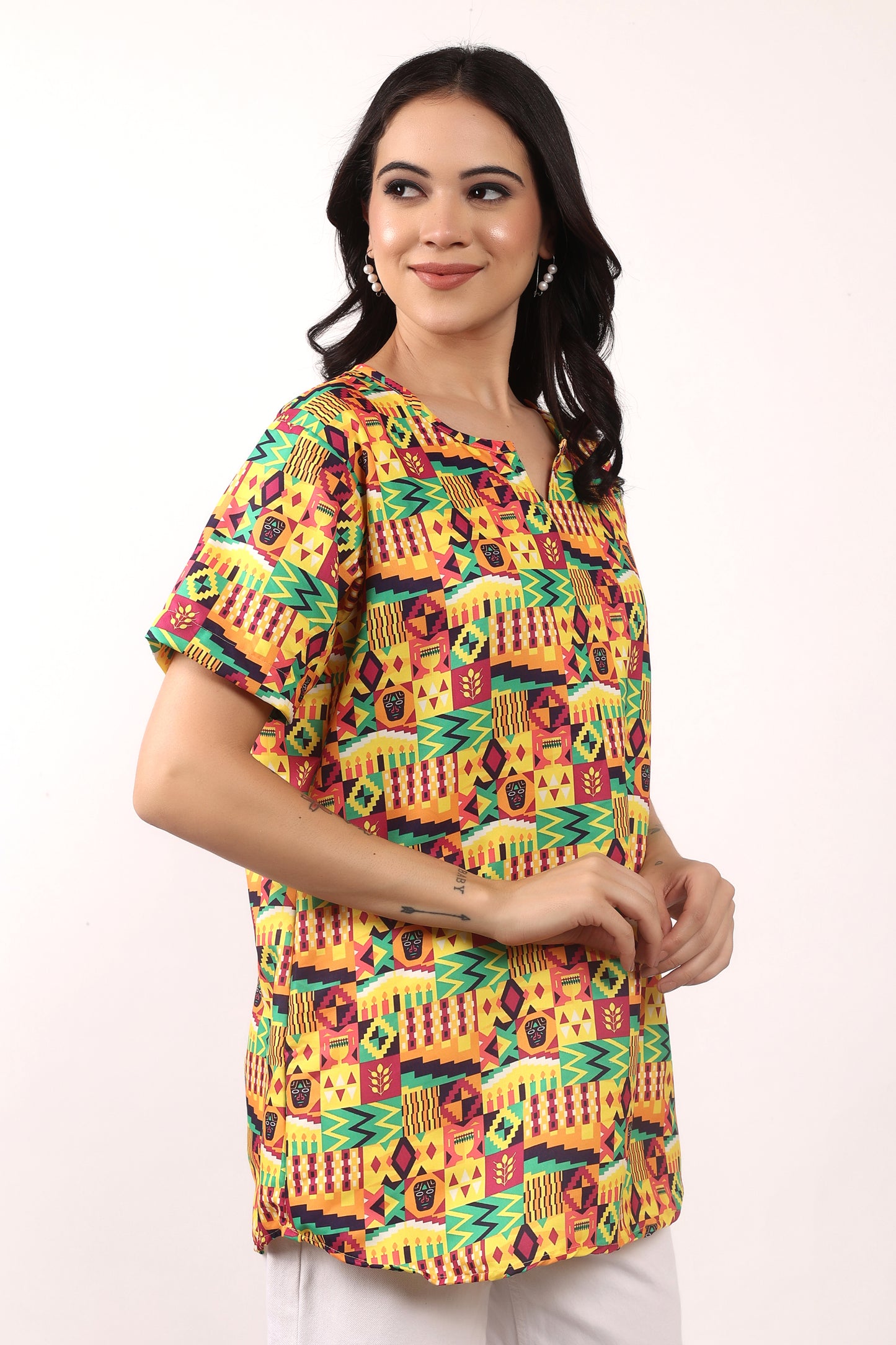 Set Traje Afrocaribeño de Dama de 3 piezas. Blusa, Short y Turbante. Celebracion Afrodescendiente Dia del Negro