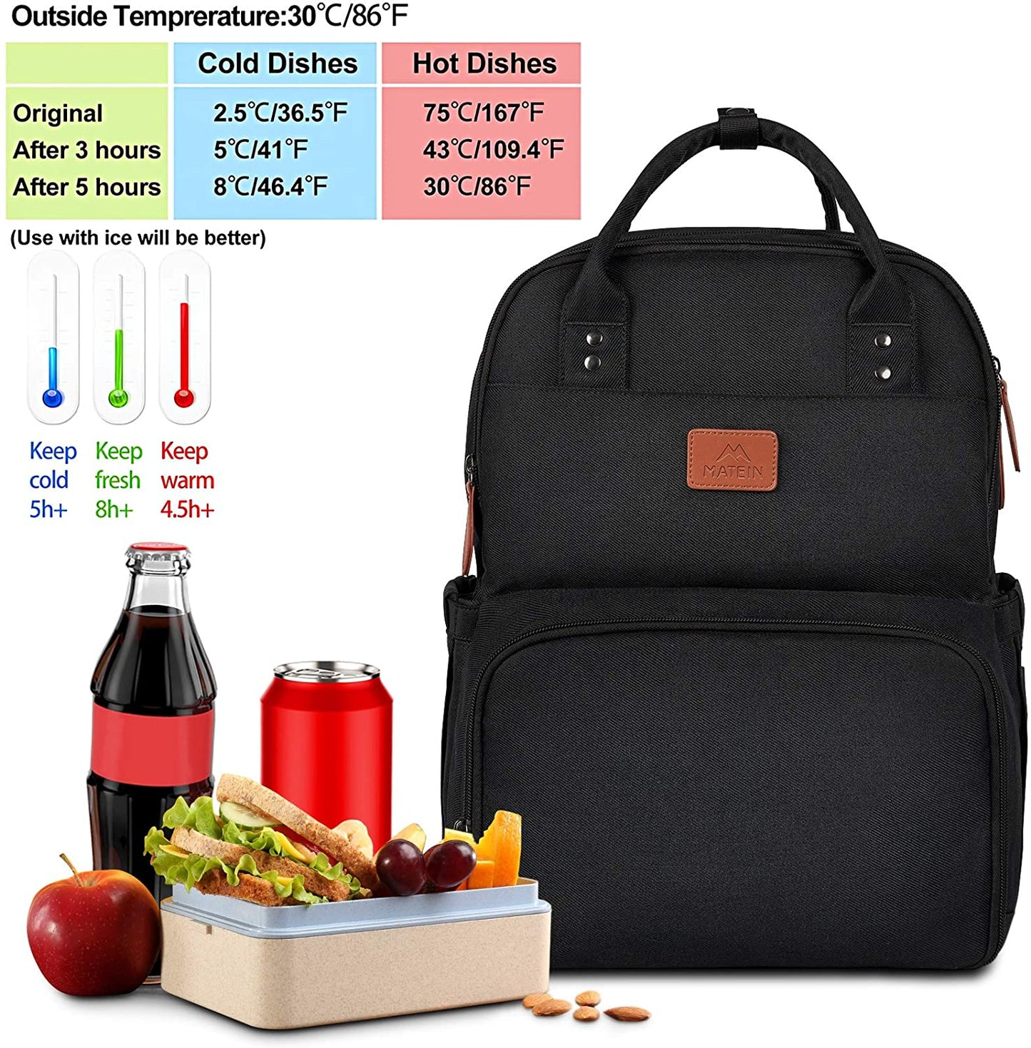 Bulto Mochila Lonchera Matein Negro 15.6 pulgadas