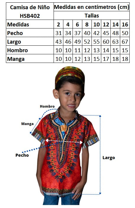 Camisa de Niño de Botones con Estampado Afrocaribeño Azul