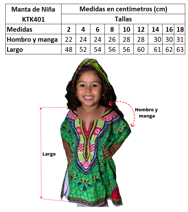Top Manta de Niña con Estampado Afrocaribeño Azul