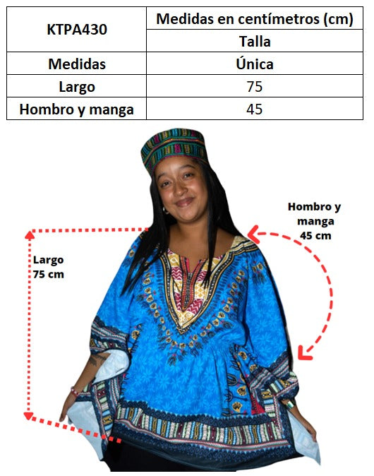 Top Blusa de Dama con Estampado Afrocaribeño Rojo
