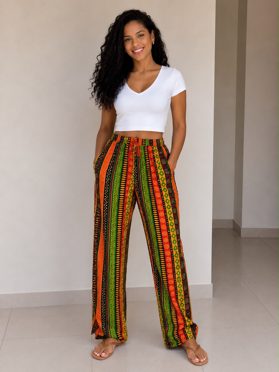 Pantalón De Dama Estampado Afrocaribeño