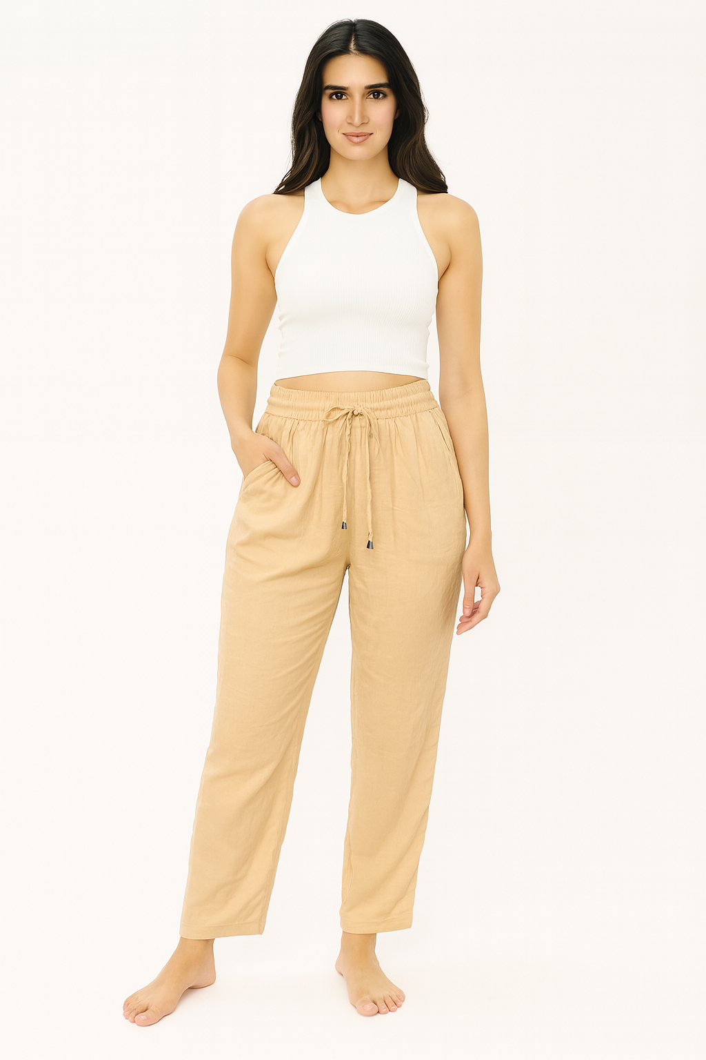Pantalón de Dama Beige Unitalla Super Fresco y Cómodo