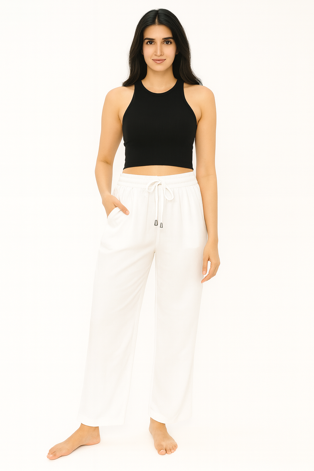 Pantalón de Dama Blanco Unitalla Super Fresco y Cómodo