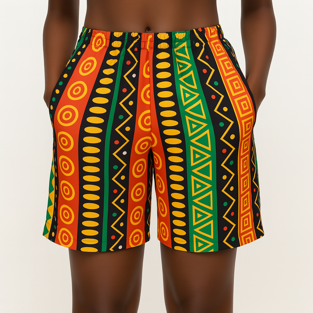 Set Traje Afrocaribeño de Dama de 3 piezas. Blusa, Short y Turbante. Celebracion Afrodescendiente Dia del Negro
