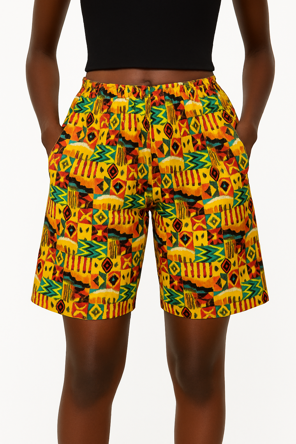 Set Traje Afrocaribeño de Dama de 3 piezas. Blusa, Short y Turbante. Celebracion Afrodescendiente Dia del Negro