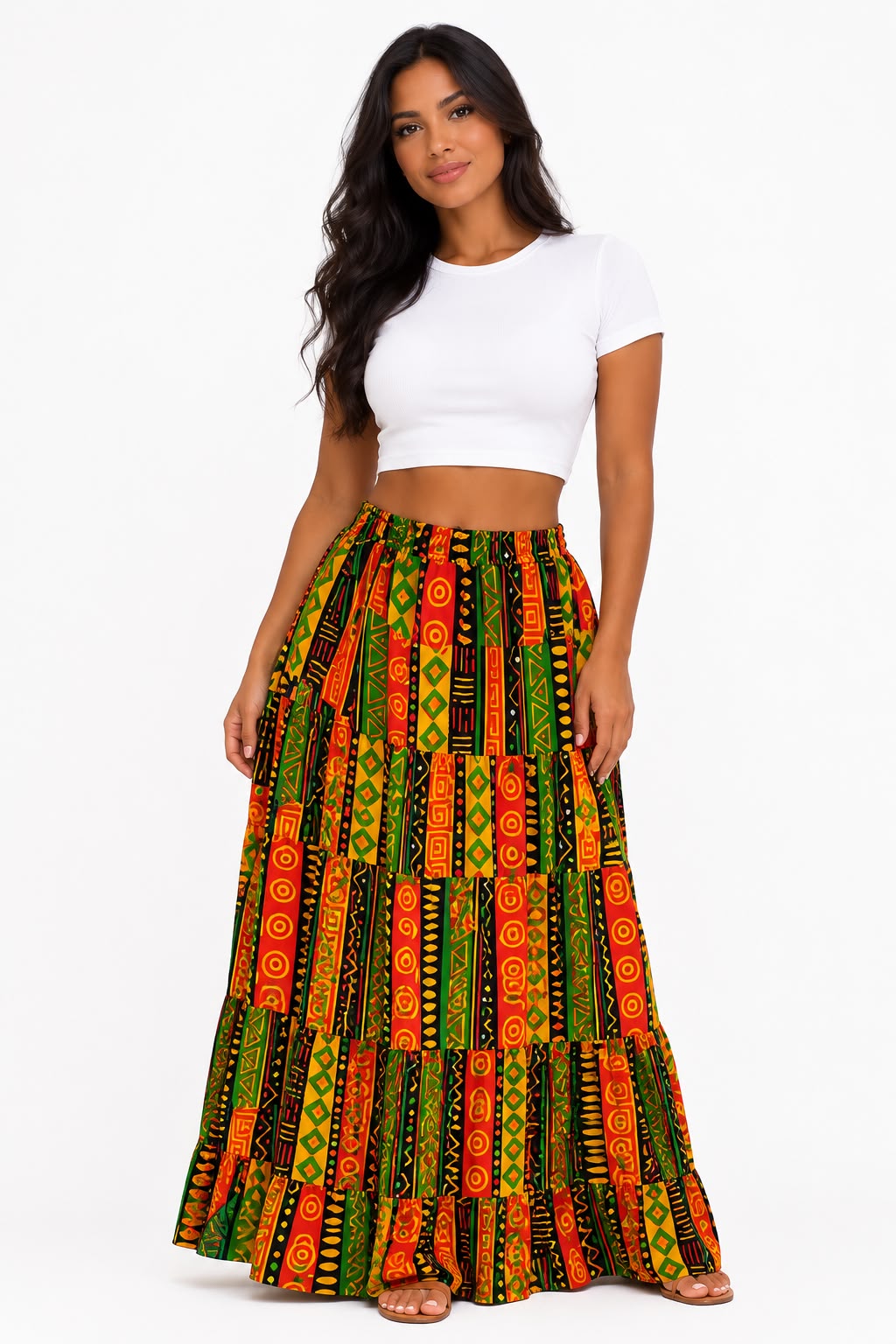 Falda Maxi Afrocaribeña de Corte Amplio - Unitalla
