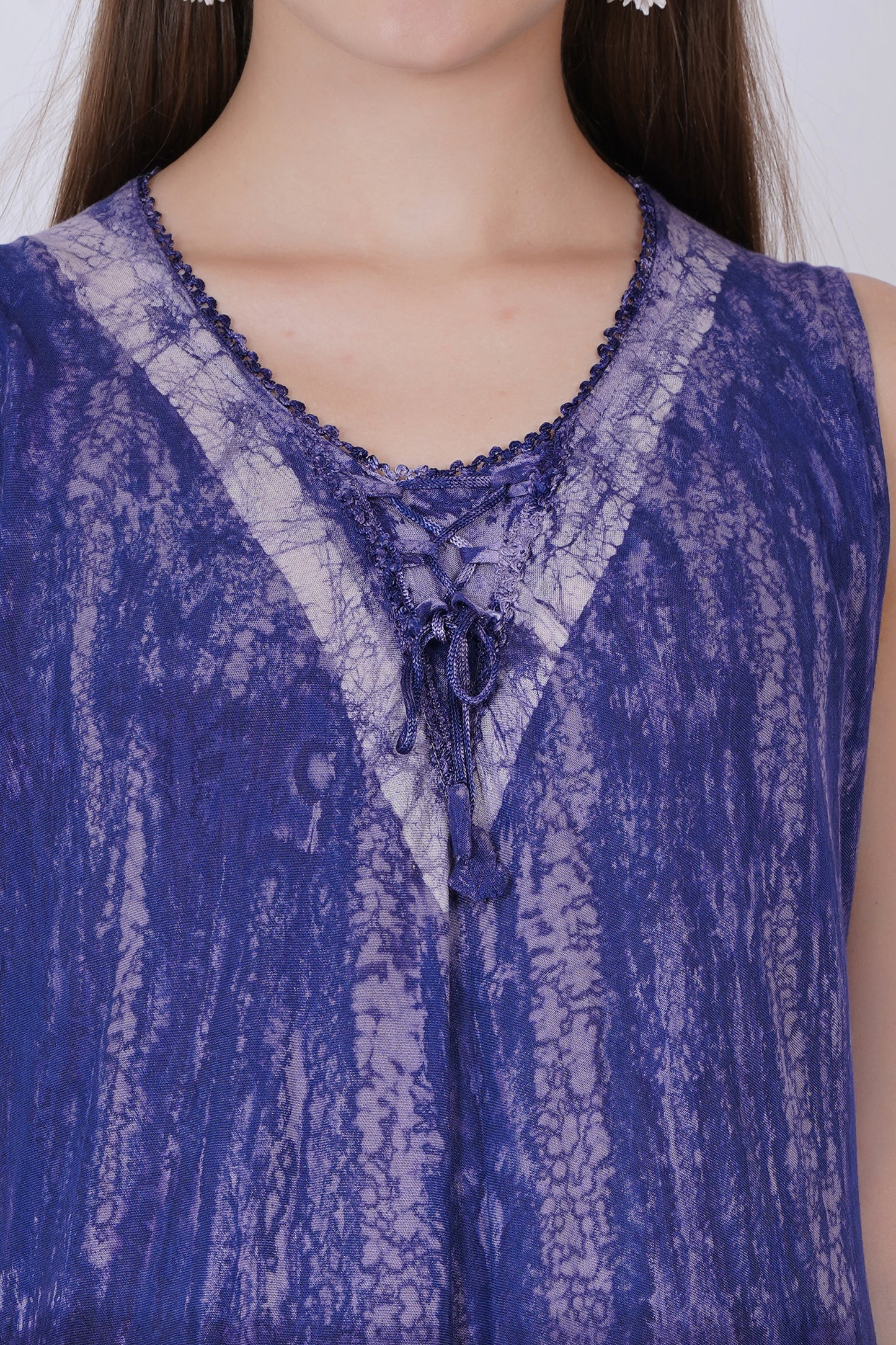 Blusa Azul Estampado sin Mangas | Talla Única