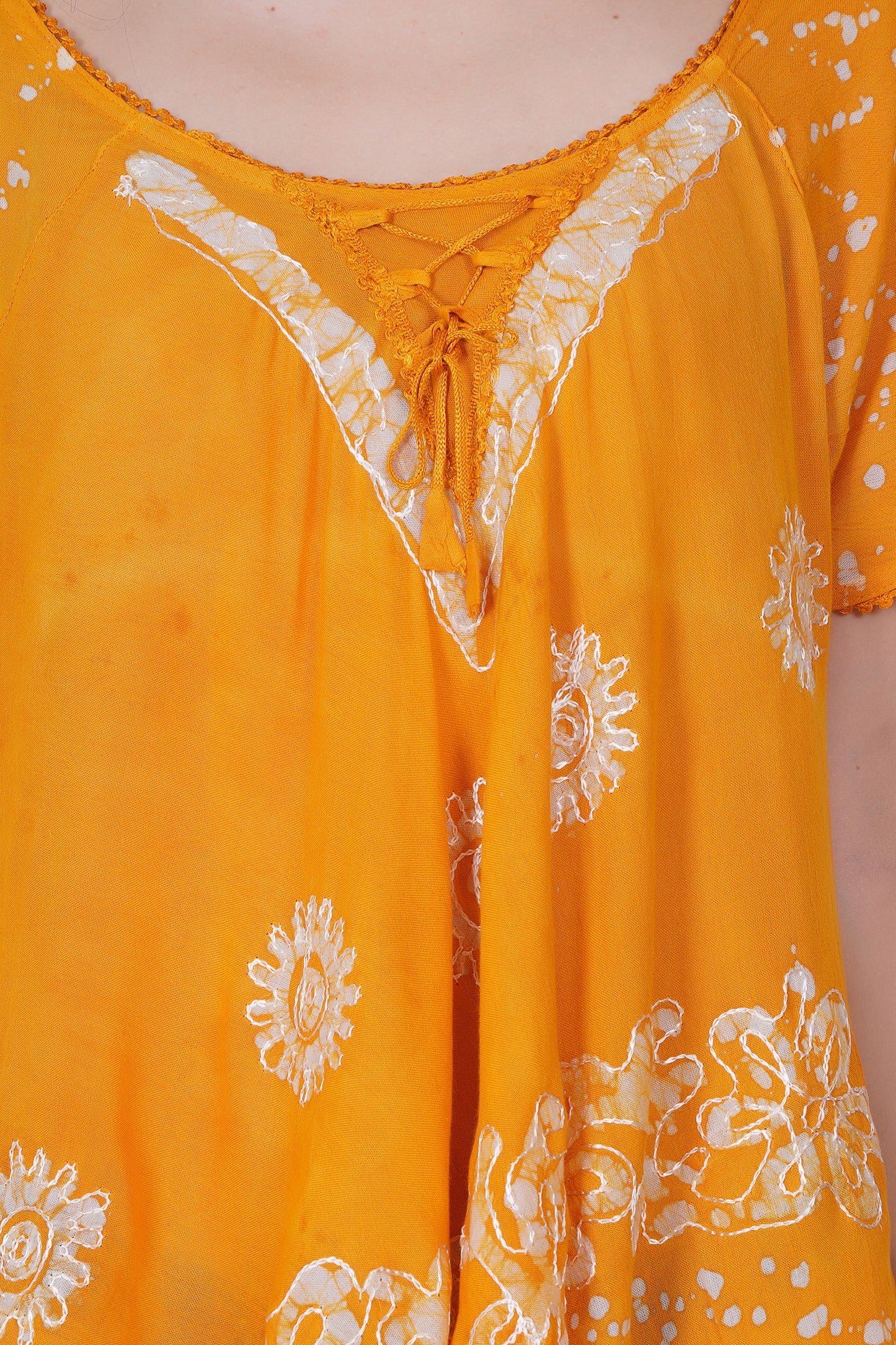 Blusa Boho Naranja Bordada | Talla Única