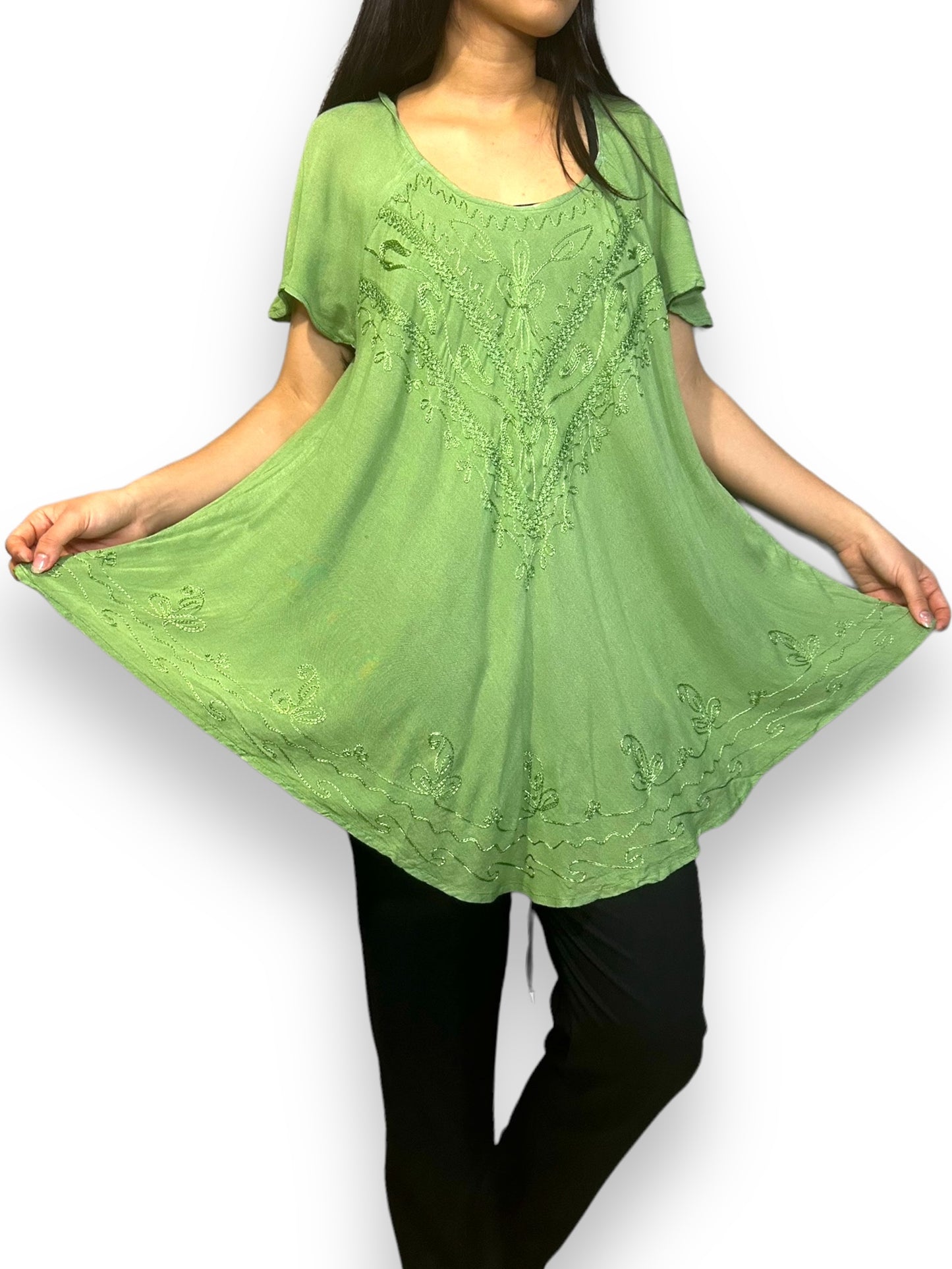 Blusa de Dama Verde con Mangas