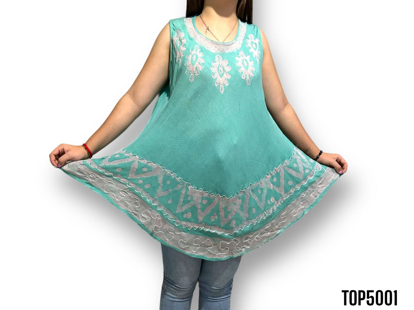 Top de Dama Azul Turquesa sin Mangas