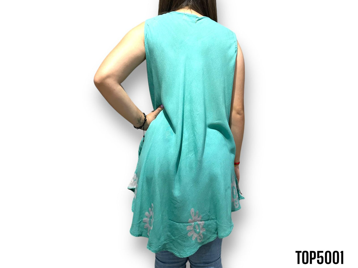 Top de Dama Azul Turquesa sin Mangas