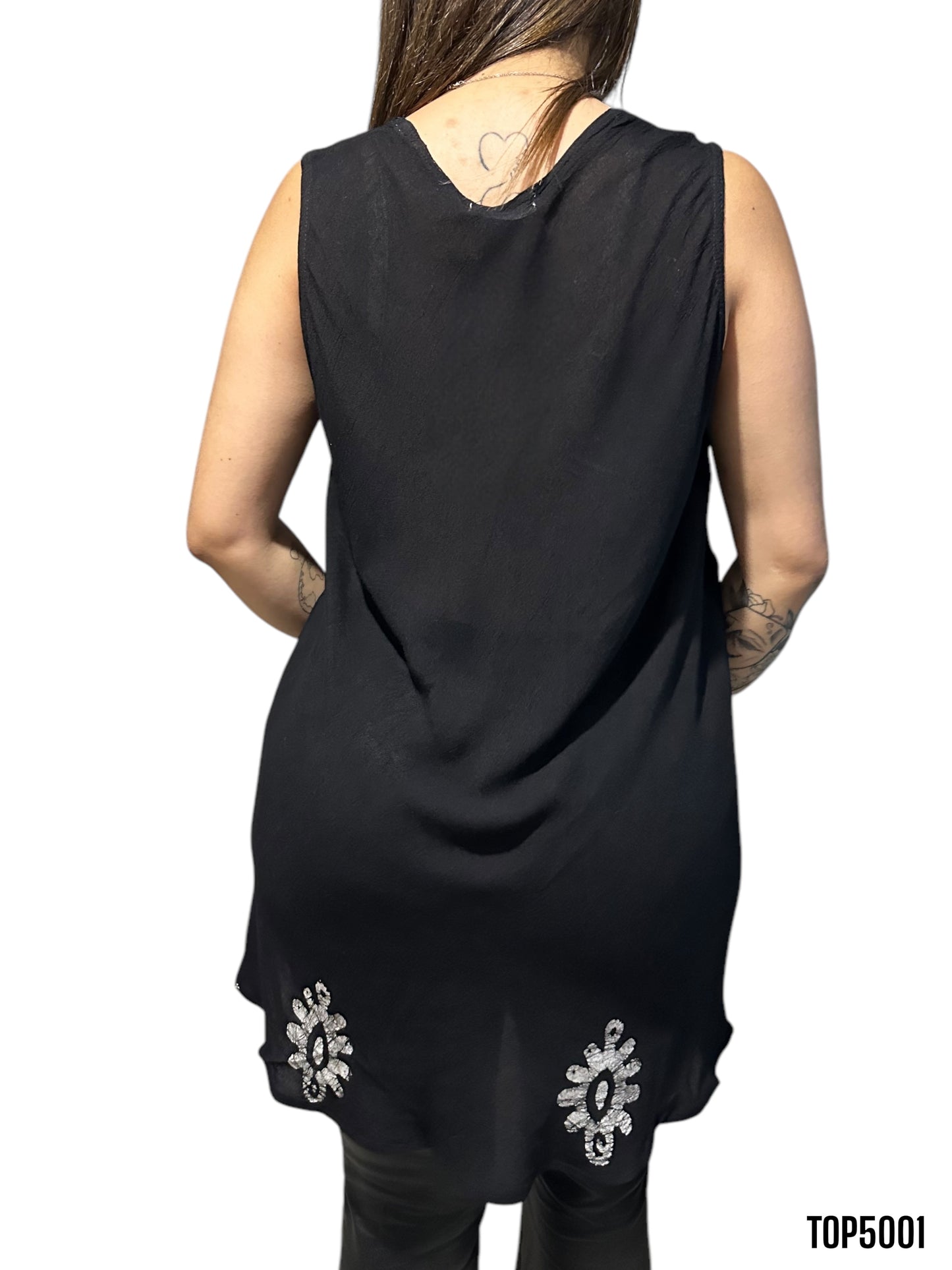 Top de Dama Negro sin Mangas