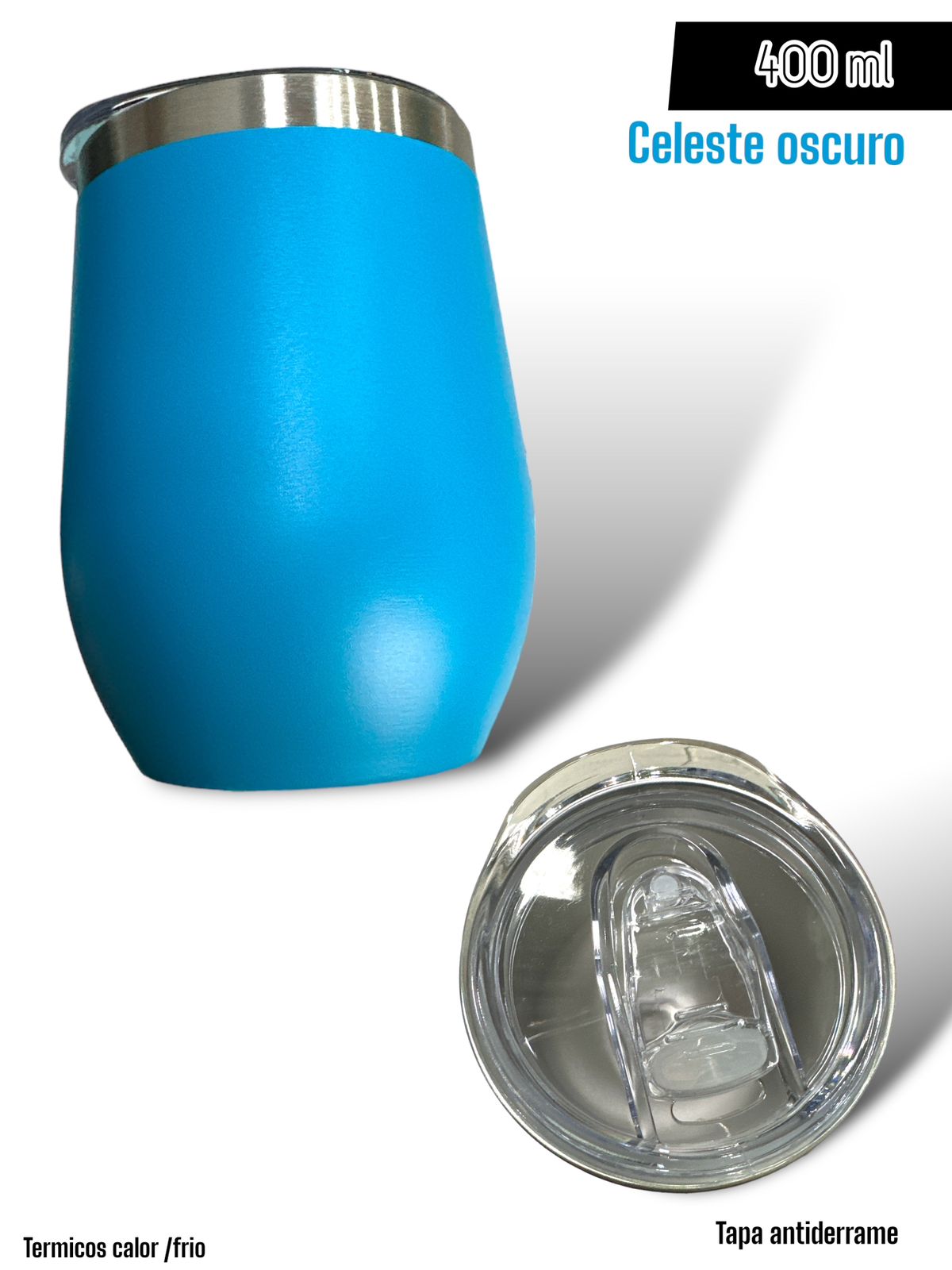 Vaso Térmico 400ml Celeste Oscuro