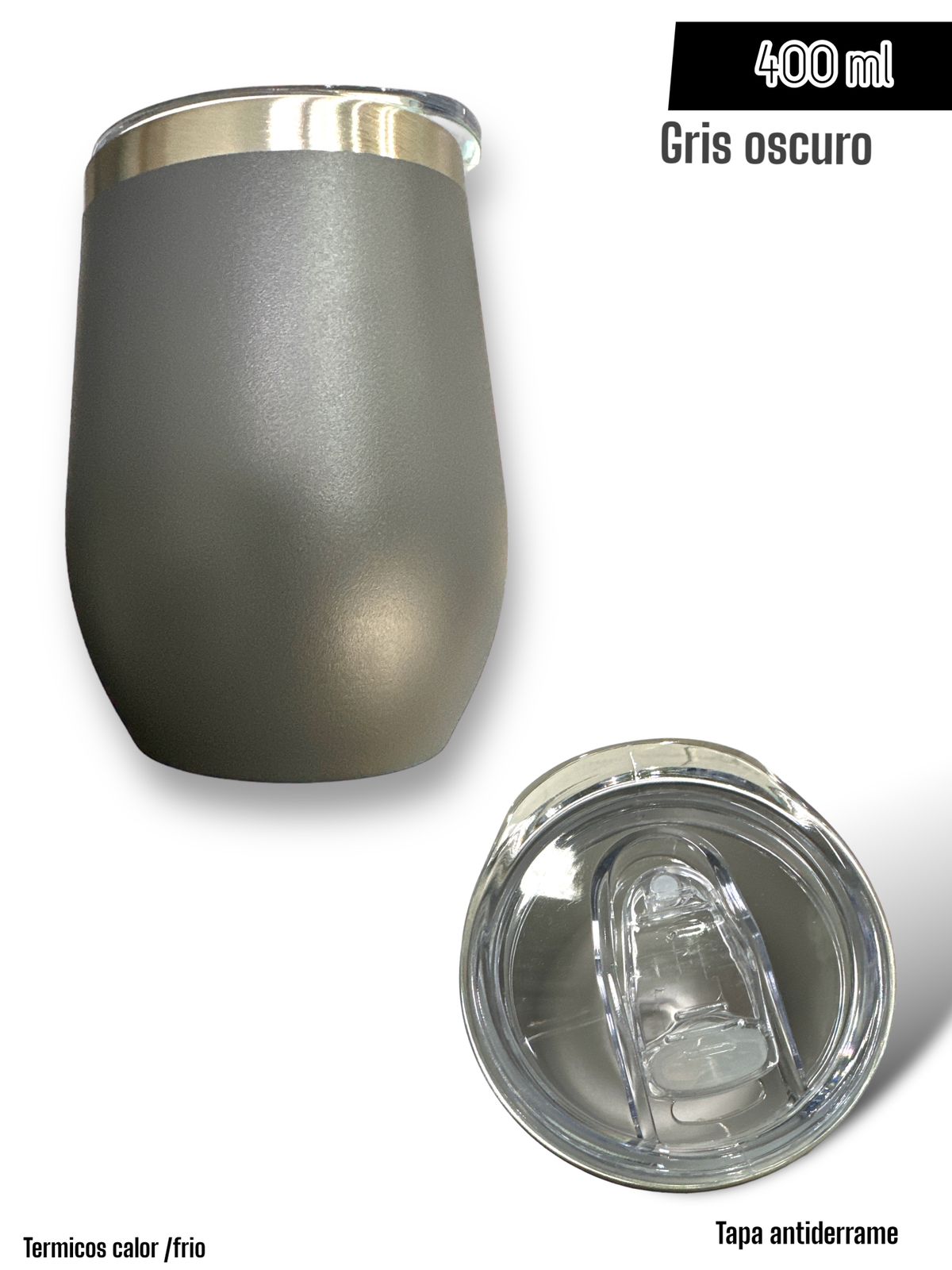 Vaso Térmico 400ml Gris Oscuro