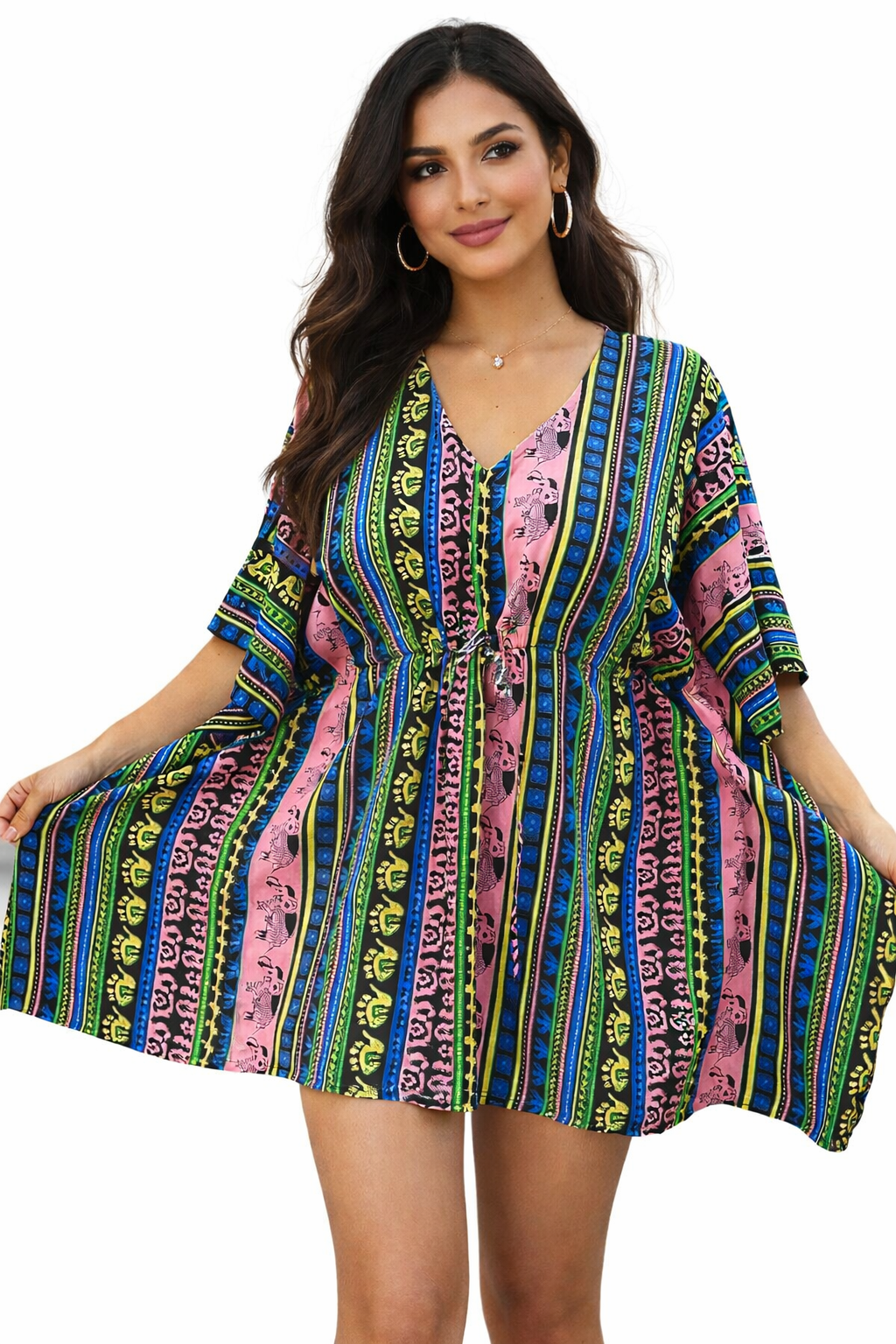 Vestido Corto Estampado de Dama Multicolor