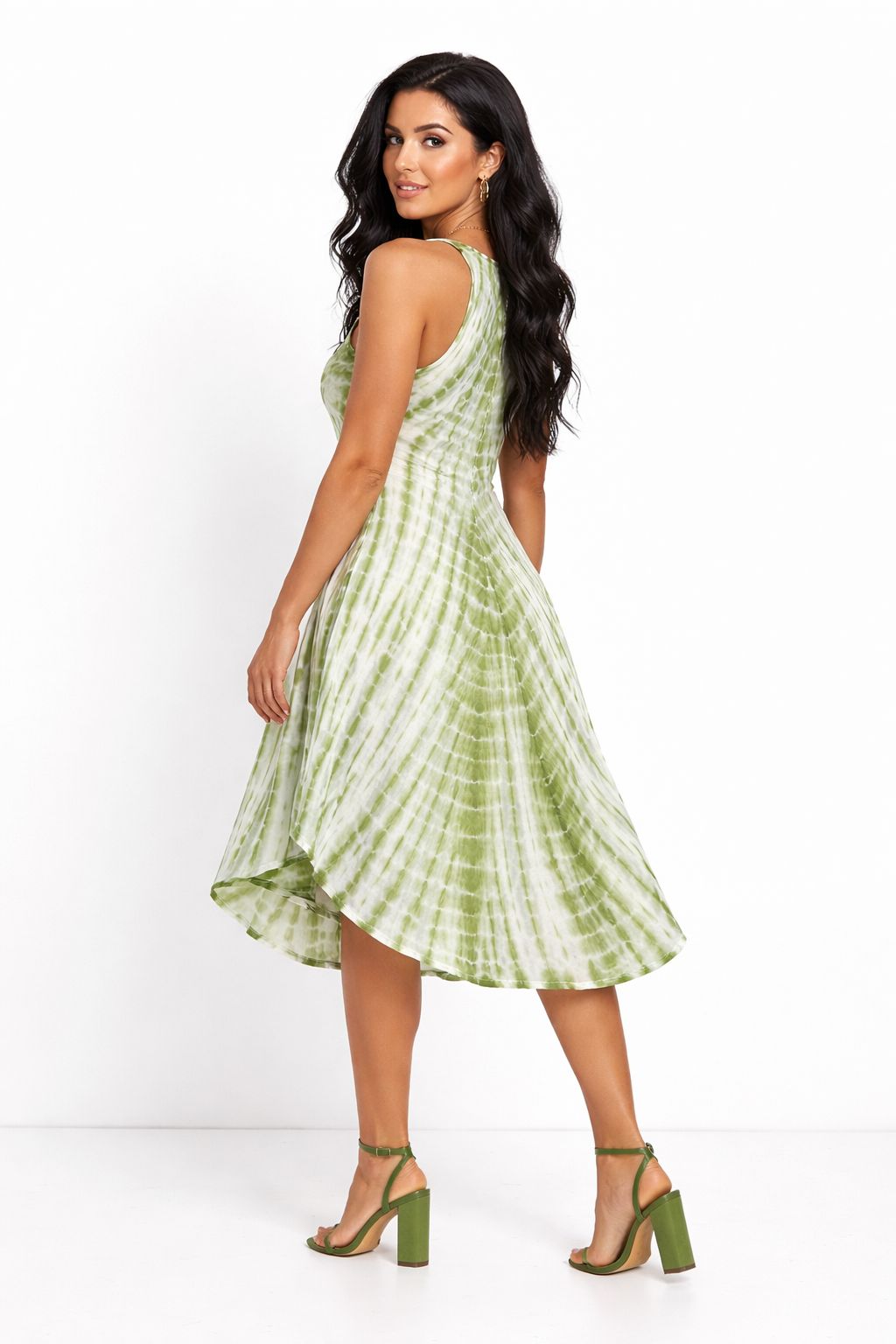 Veda Green Tie-Dye Embroidered Top Dress