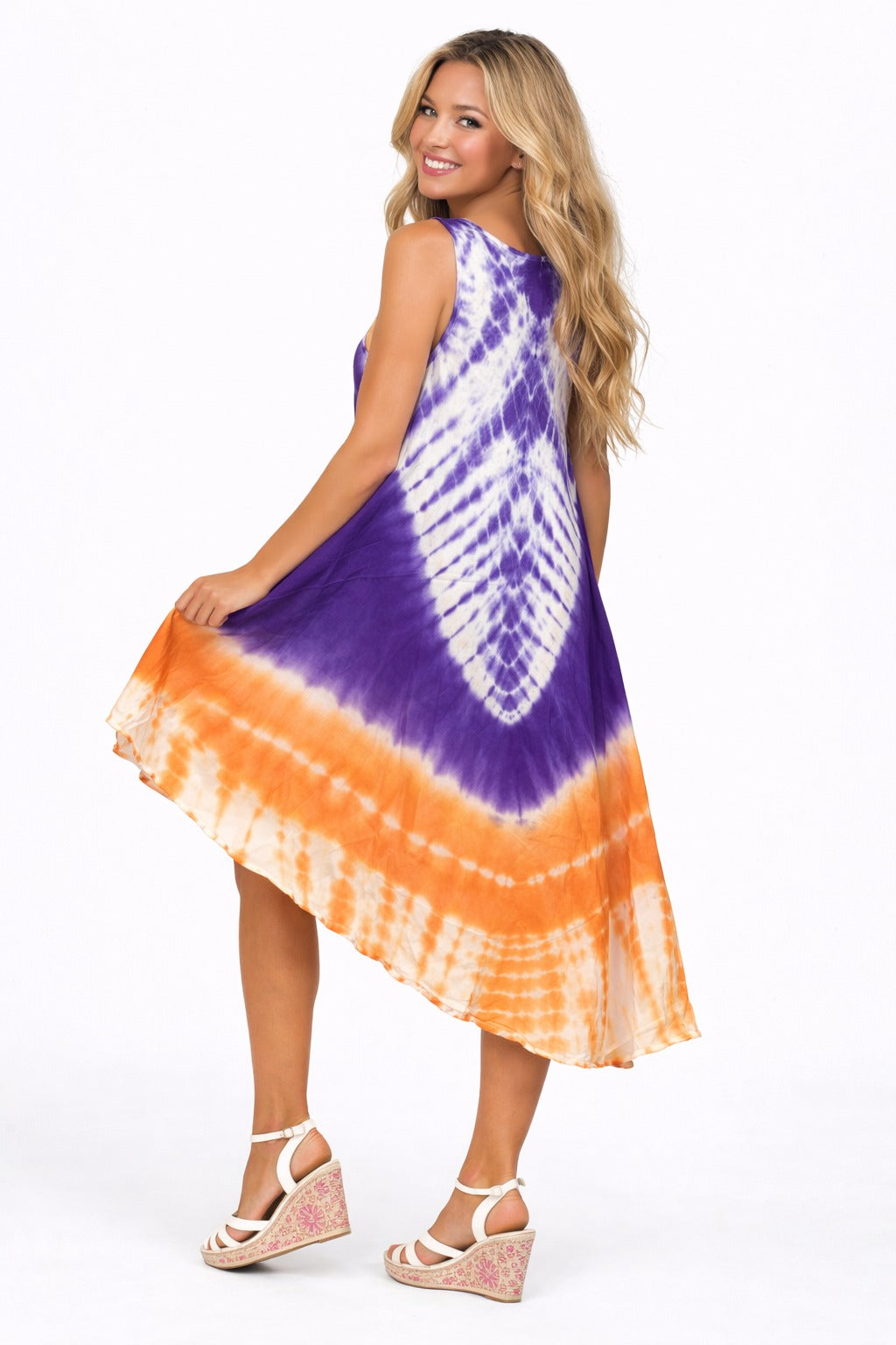 Diya Purple and Orange Tie Dye Embroidered Top