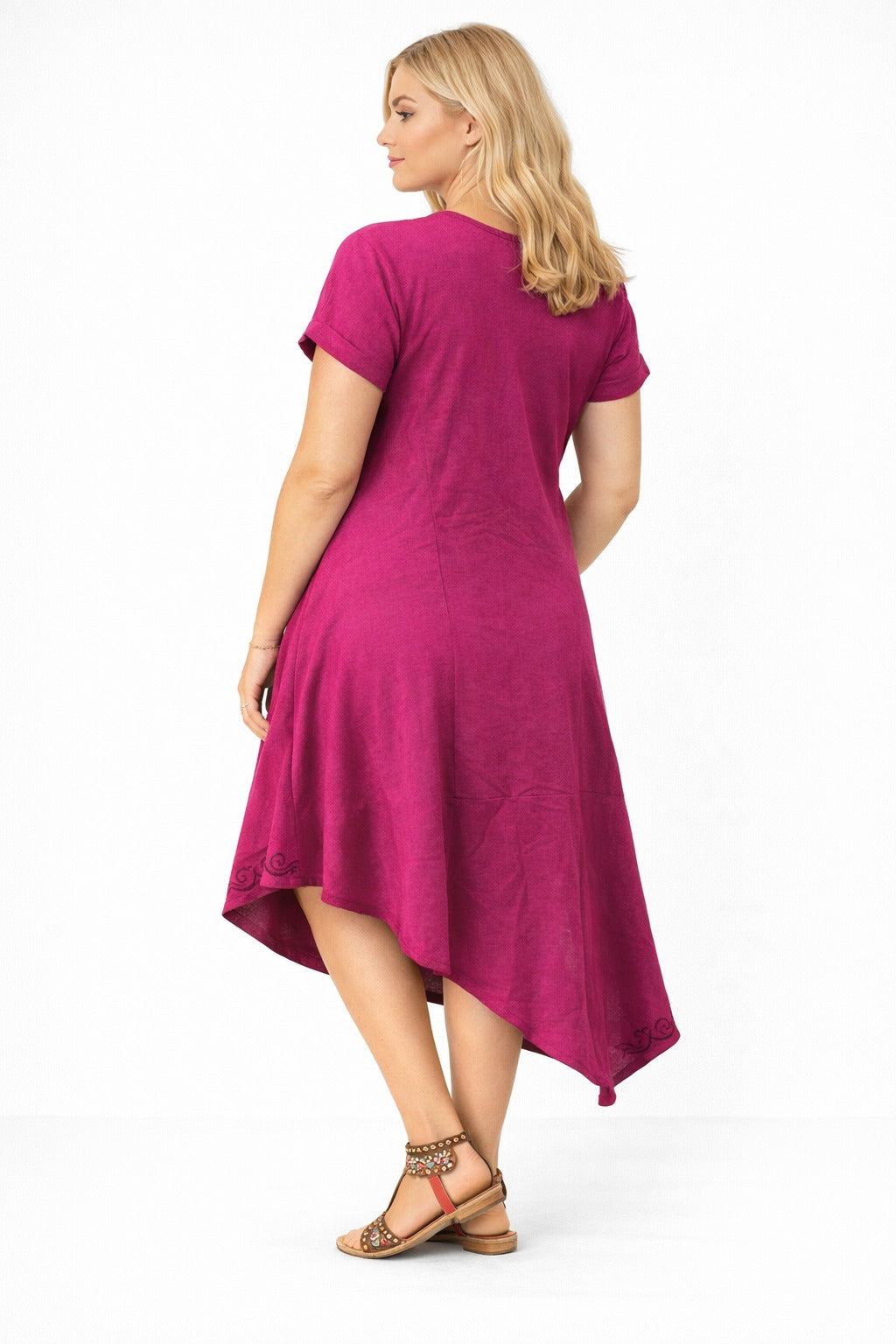 Vestido Saanvi Rosado Fucsia Estampado Bohemio