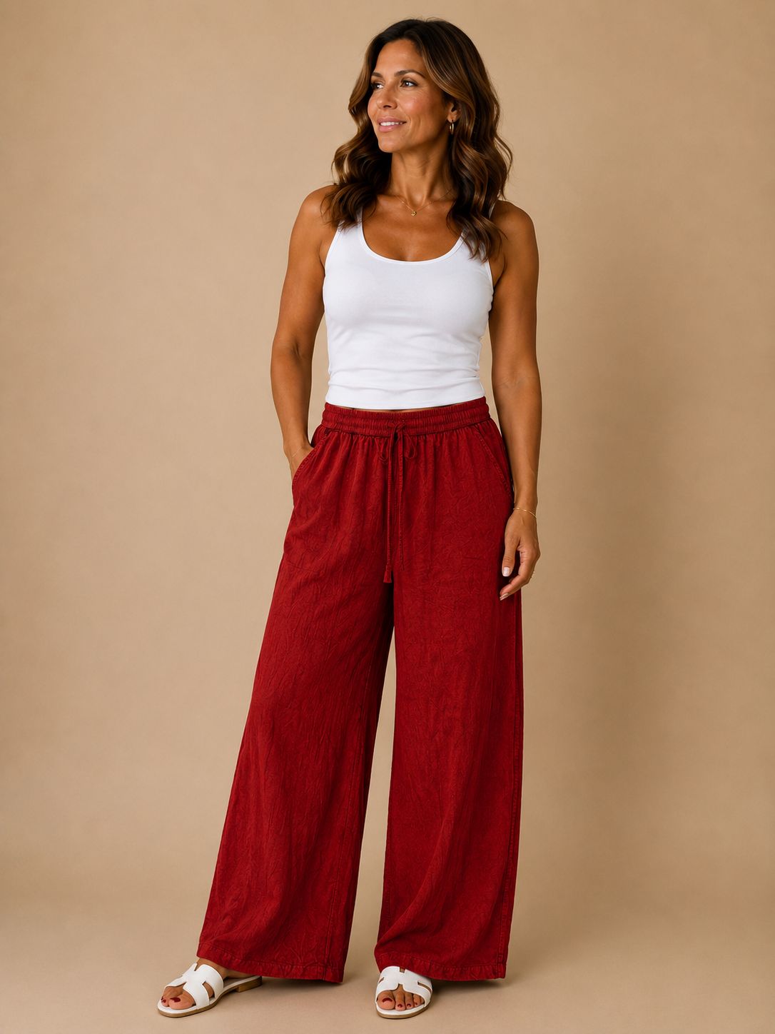 Pantalón Palazzo Rojo Vino